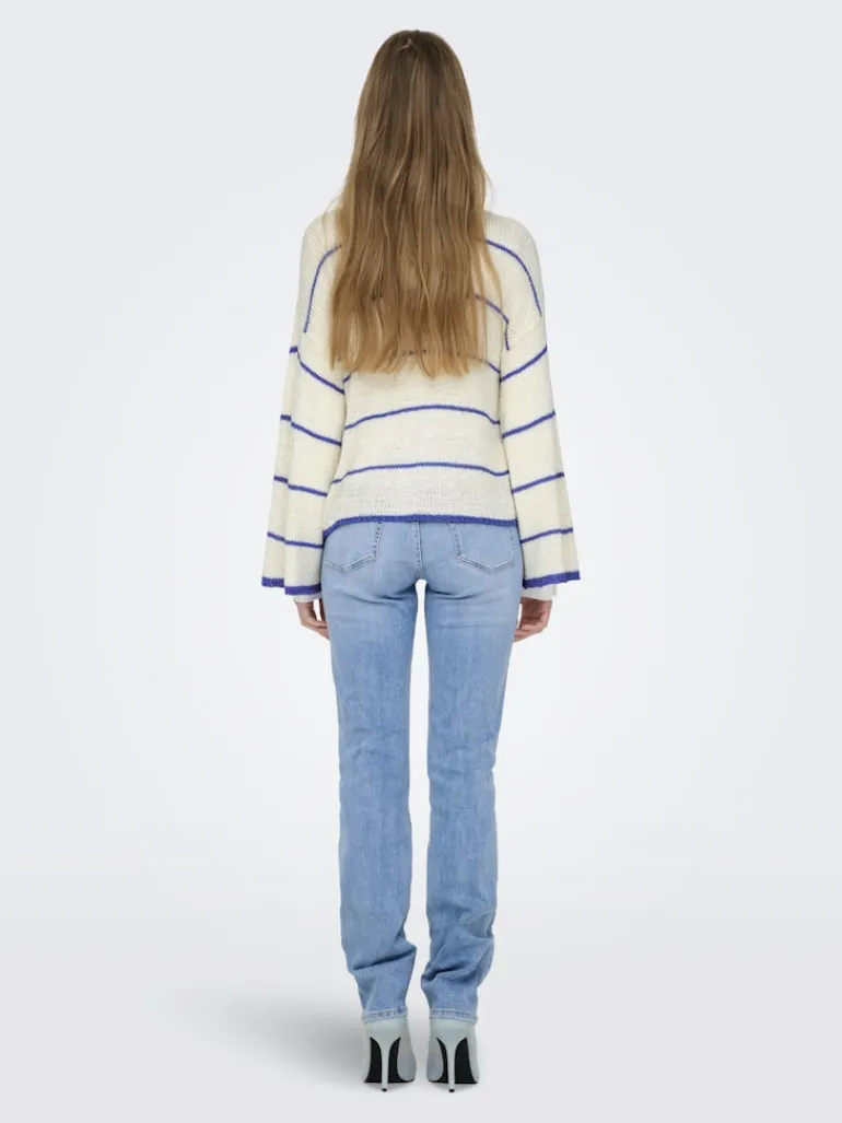 ONLGEENA 7/8 STRIPE O-NECK KNT NOOS cloud dancer2