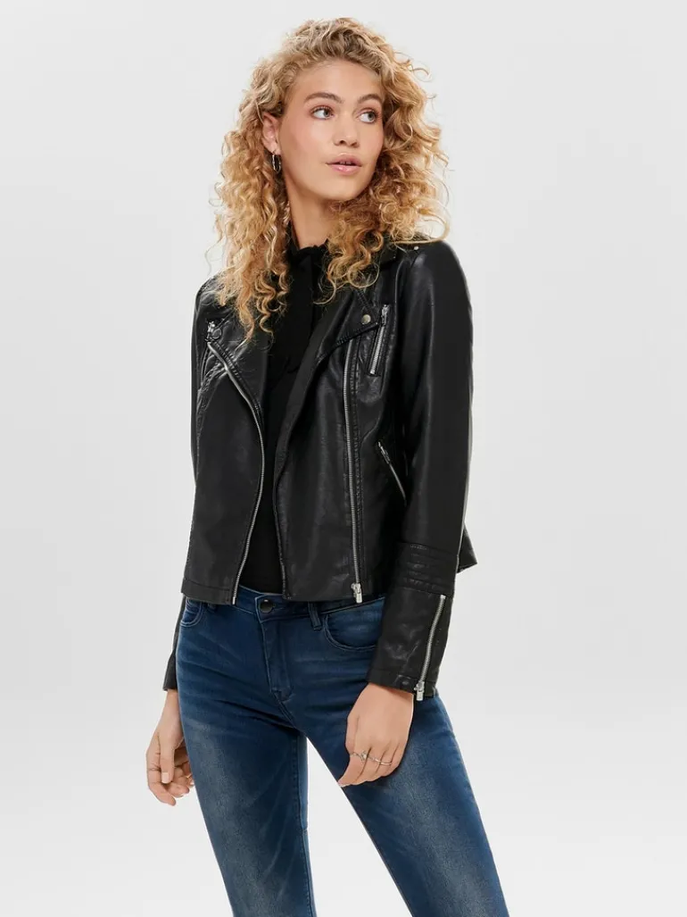 ONLGEMMA FAUX LEATHER BIKER OTW NOOS black