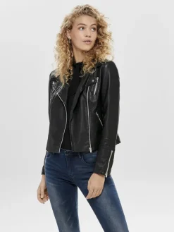 ONLGEMMA FAUX LEATHER BIKER OTW NOOS black