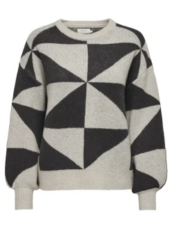 ONLGEORGINA LIFE LS JQ O-NECK KNT oatmeal