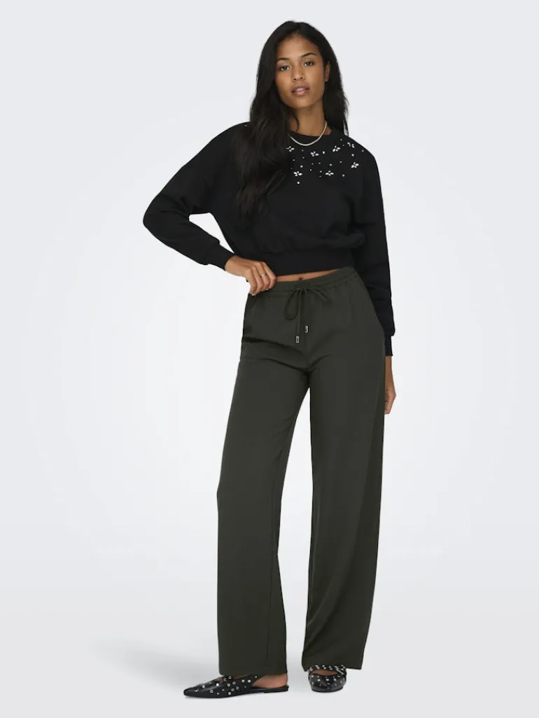 ONLGINNY HW WIDE PULL-UP PANT OY PNT black olive