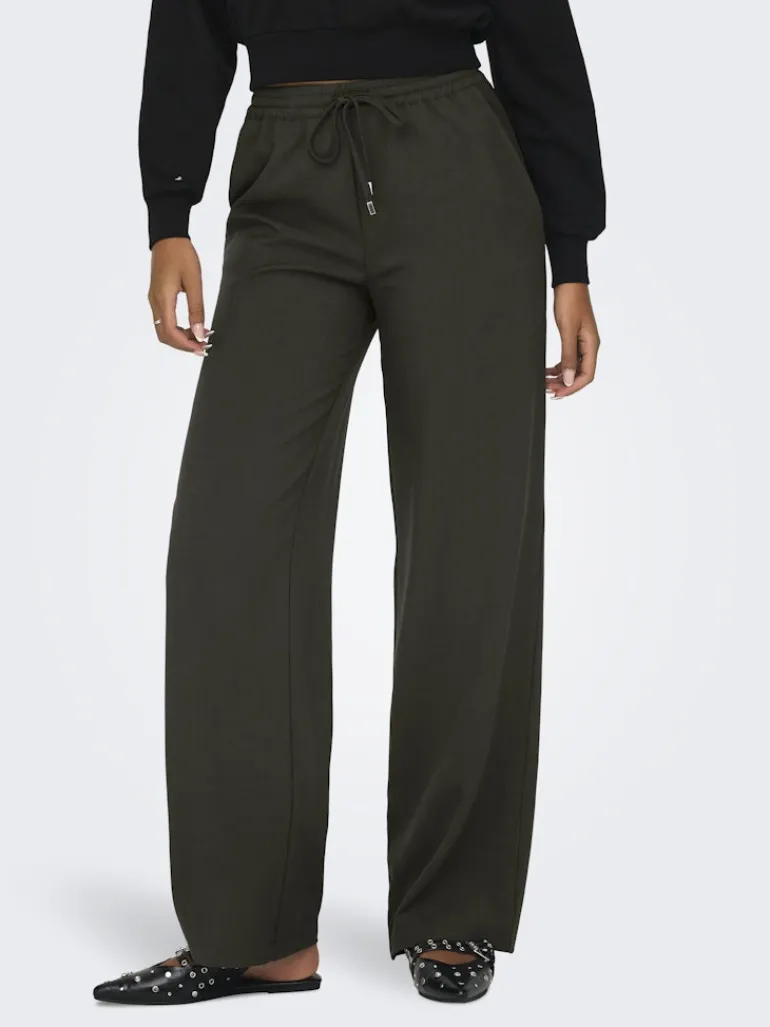 ONLGINNY HW WIDE PULL-UP PANT OY PNT black olive