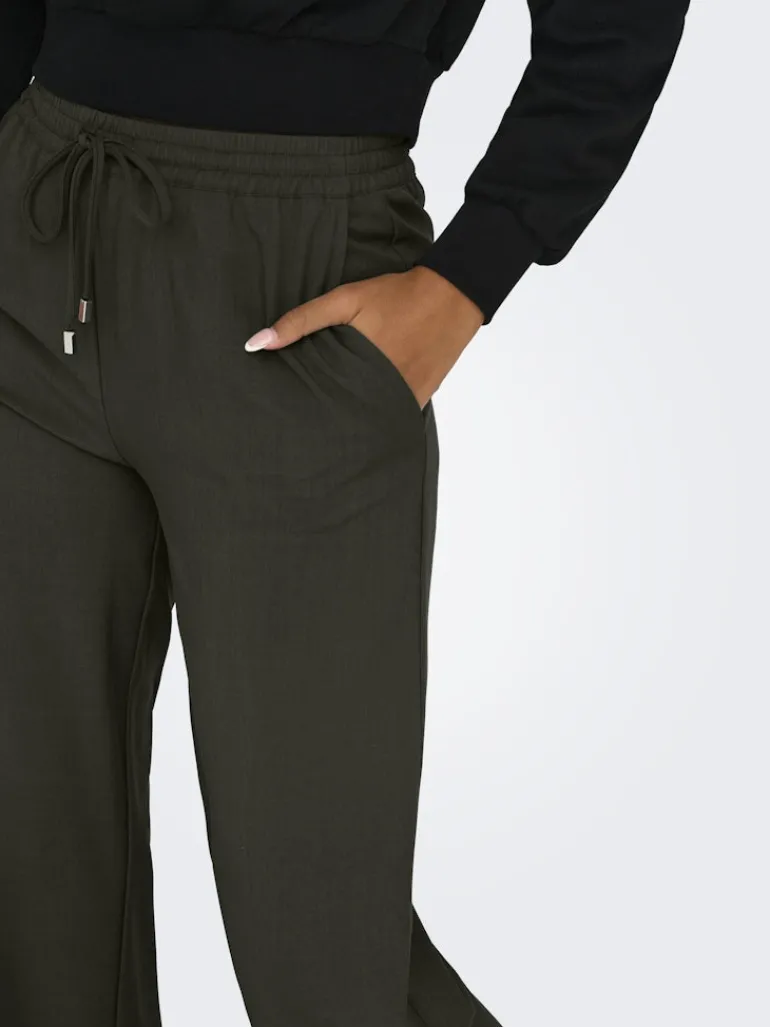 ONLGINNY HW WIDE PULL-UP PANT OY PNT black olive