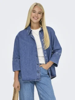 ONLGRACE 3/4 DNM SHIRT CRO NOOS medium blue denim
