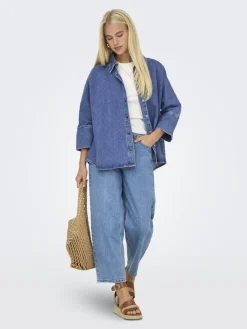 ONLGRACE 3/4 DNM SHIRT CRO NOOS medium blue denim