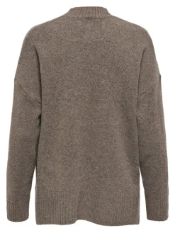 ONLHAZEL LS HIGHNECK OVERS RP KNT brown lentil