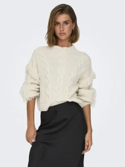 ONLHOLLY LS SHORT CABLE HIGH NECK RP KNT birch