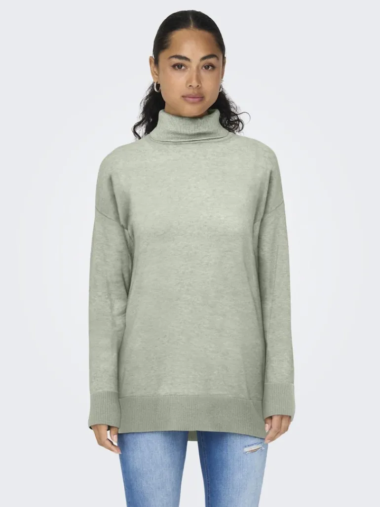 ONLIBI LS LONG ROLLNECK CC KNT smoke green