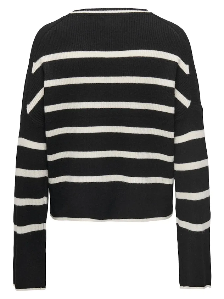 ONLIBI LS STRIPE O-NECK KNT black