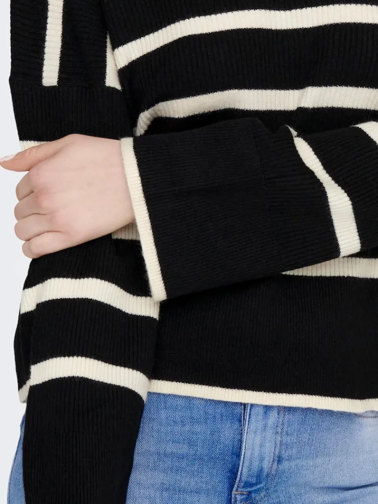 ONLIBI LS STRIPE O-NECK KNT black