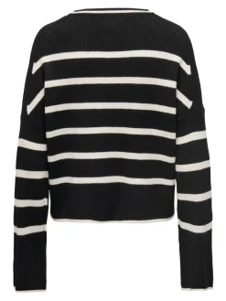 ONLIBI LS STRIPE O-NECK KNT black