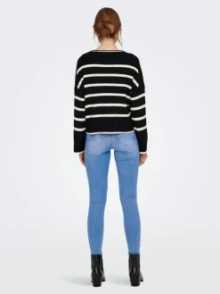 ONLIBI LS STRIPE O-NECK KNT black
