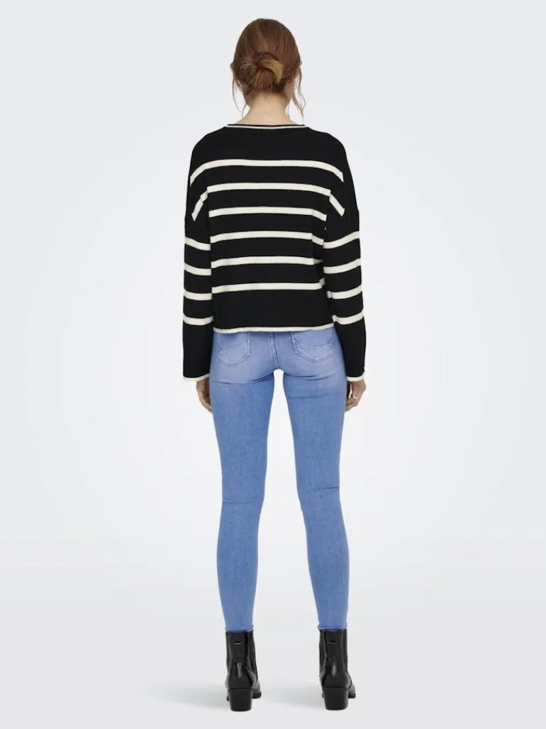 ONLIBI LS STRIPE O-NECK KNT black