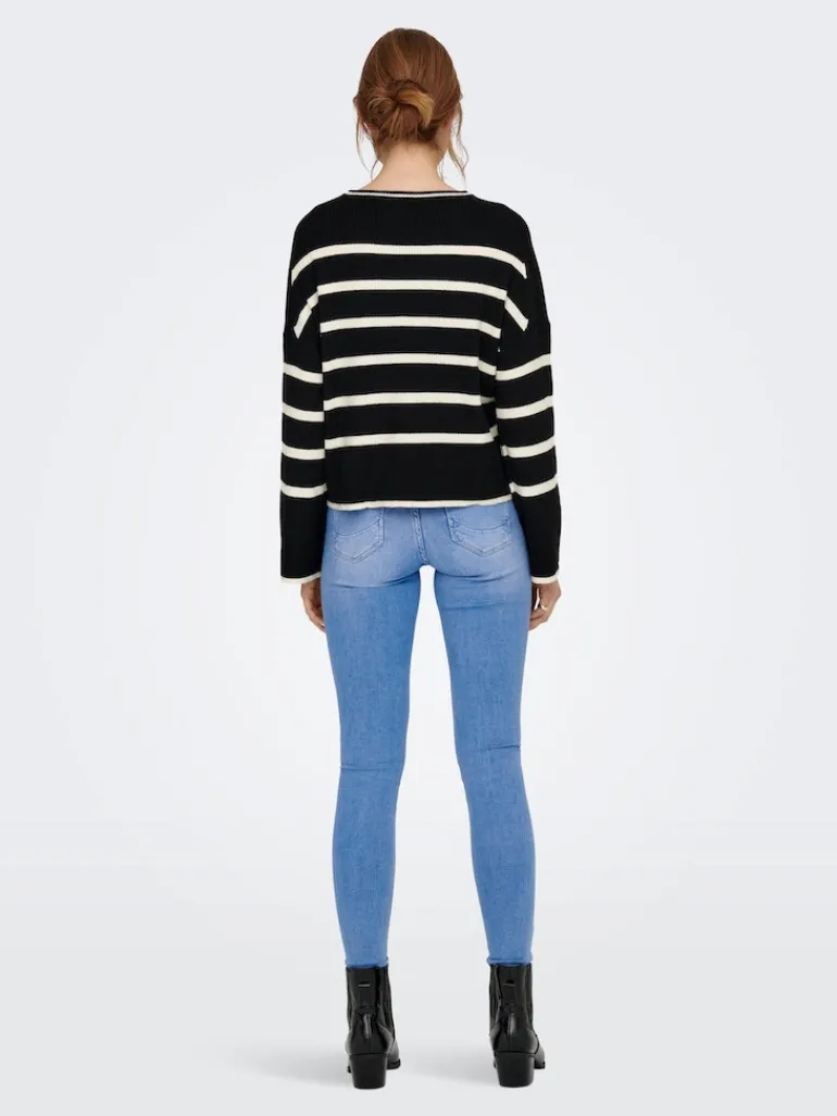 ONLIBI LS STRIPE O-NECK KNT black