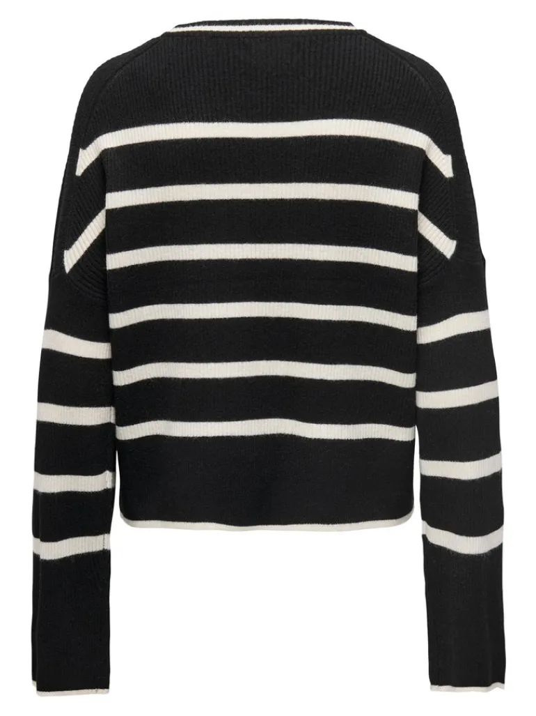 ONLIBI LS STRIPE O-NECK KNT black