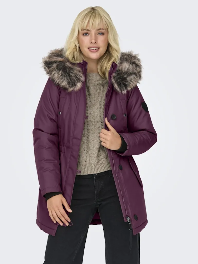 ONLIRIS FUR WINTER PARKA LIFE CC OTW mauve wine