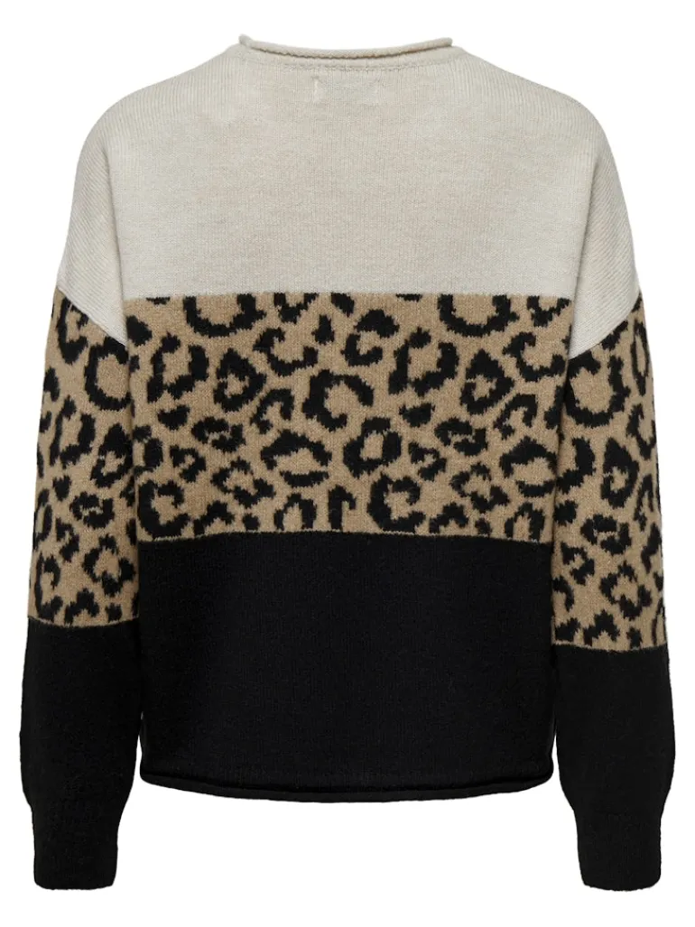 ONLJADE ANIMAL LS O-NECK KNT NOOS moonbeam