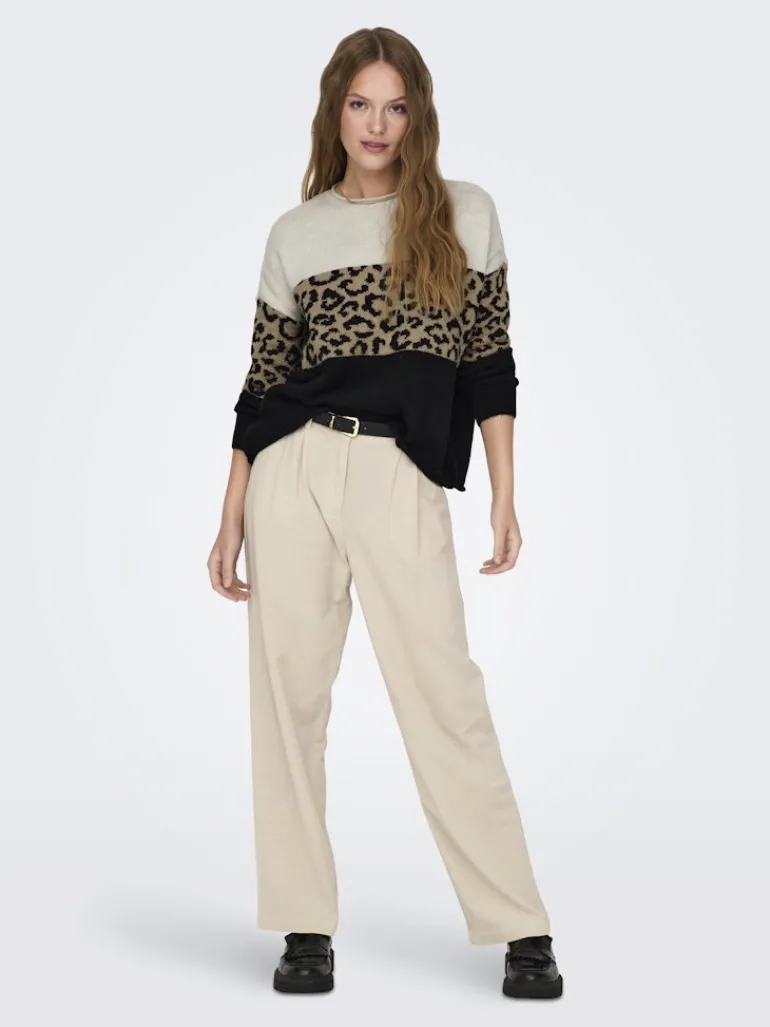 ONLJADE ANIMAL LS O-NECK KNT NOOS moonbeam
