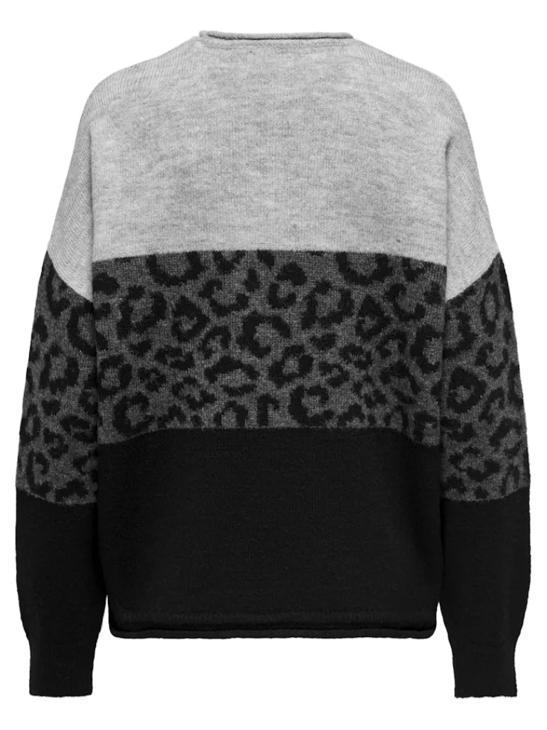 ONLJADE ANIMAL LS O-NECK KNT NOOS light grey melange