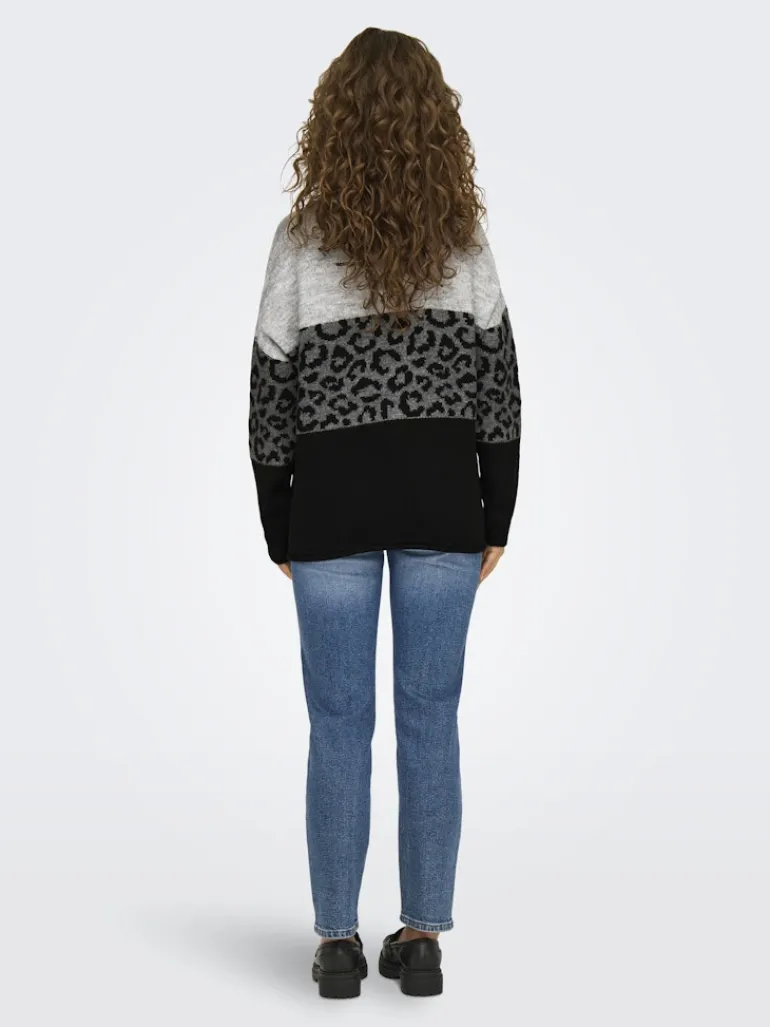 ONLJADE ANIMAL LS O-NECK KNT NOOS light grey melange