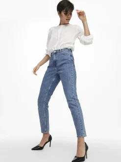 ONLJAGGER HIGH MOM ANKLE DNM ANA medium blue denim
