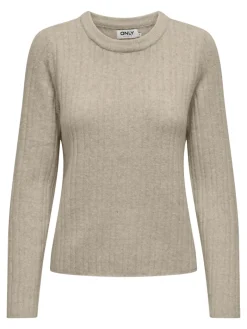 ONLJEANETT LIFE L/S RIB O-NECK CC KNT humus
