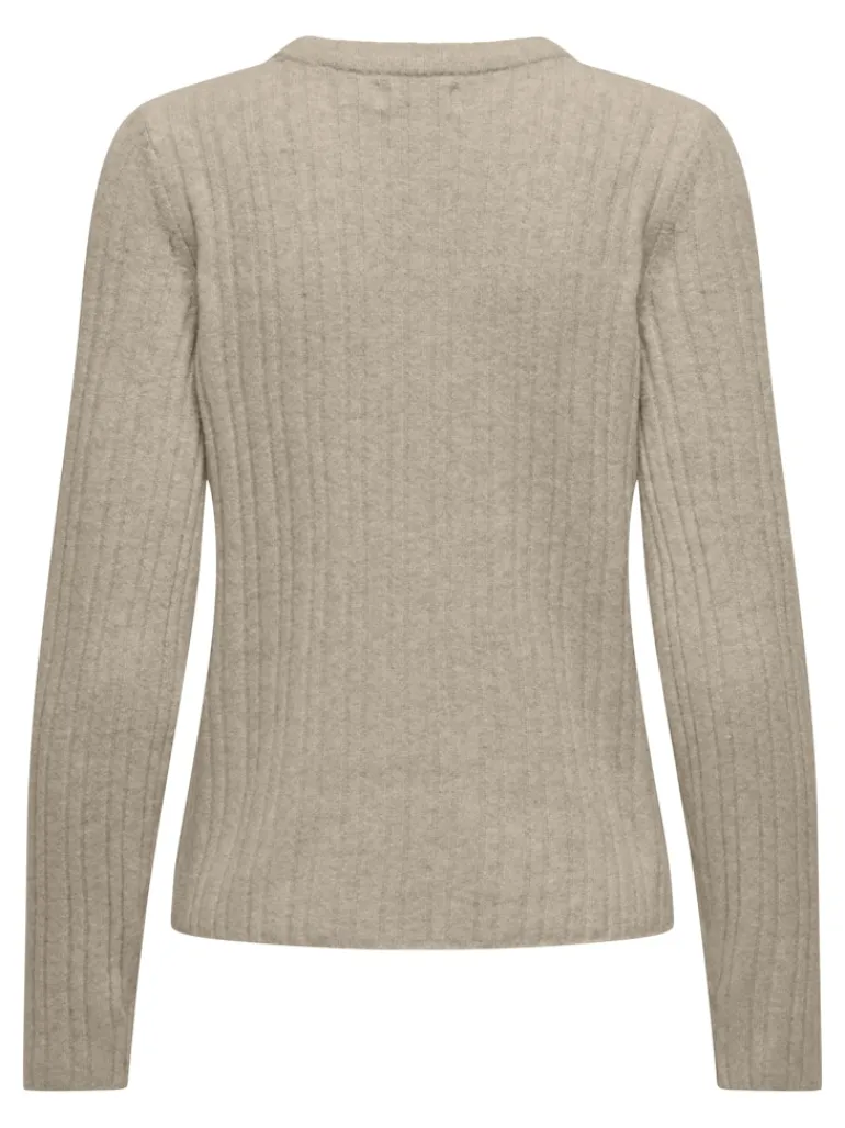 ONLJEANETT LIFE L/S RIB O-NECK CC KNT humus