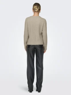 ONLJEANETT LIFE L/S RIB O-NECK CC KNT humus