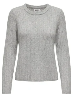 ONLJEANETT LIFE L/S RIB O-NECK CC KNT light grey melange
