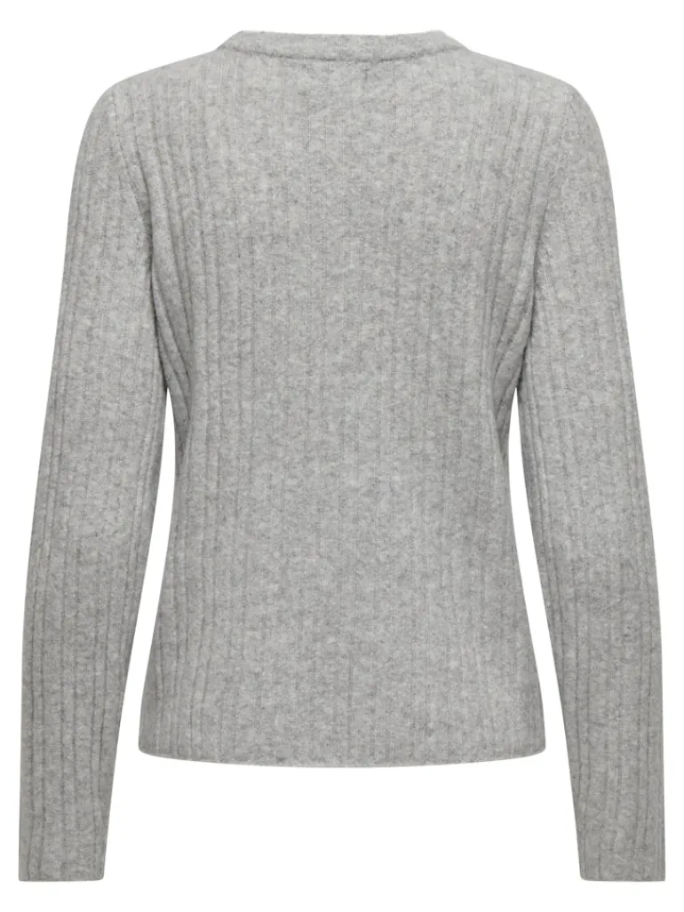 ONLJEANETT LIFE L/S RIB O-NECK CC KNT light grey melange