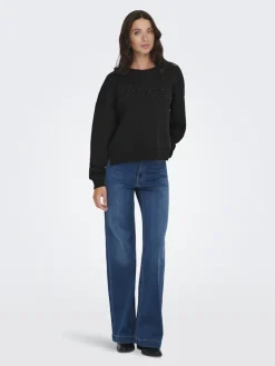 ONLJENNA L/S O-NECK EMB. BOX SWT black