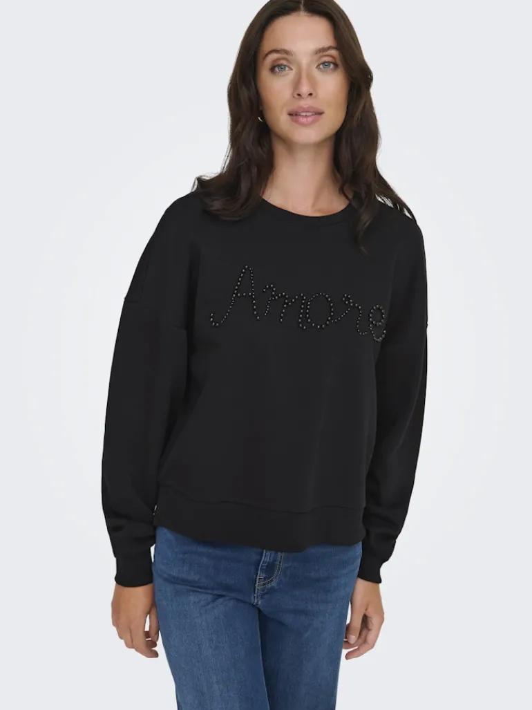 ONLJENNA L/S O-NECK EMB. BOX SWT black