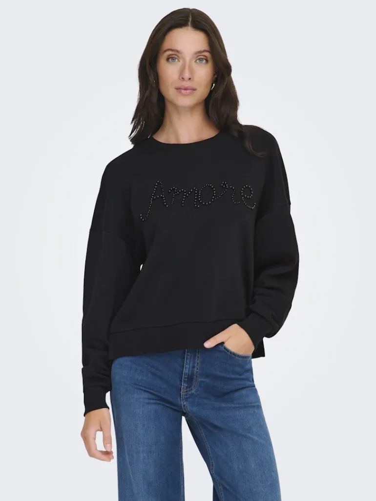 ONLJENNA L/S O-NECK EMB. BOX SWT black