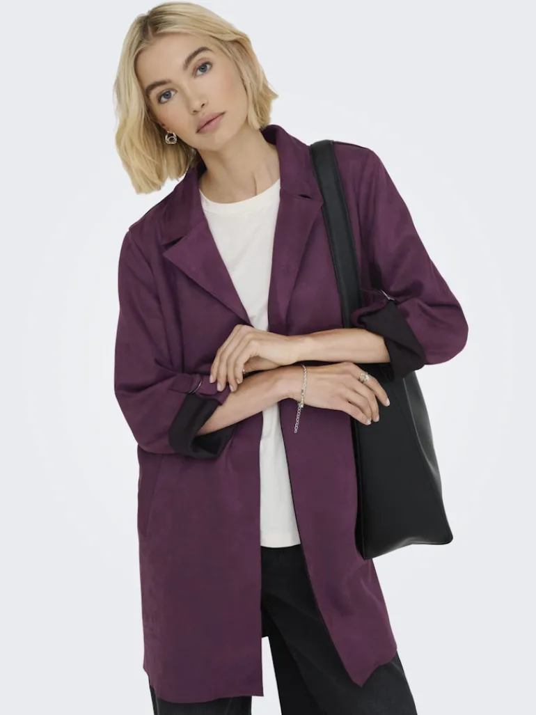 ONLJOLINE FAUX SUEDE COAT LIFE CC OTW mauve wine