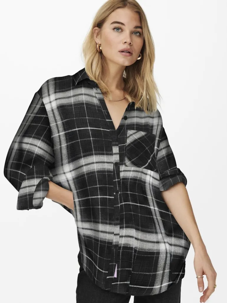 ONLKAROLINA L/S SHIRT NOOS WVN black-black-cloud dancer