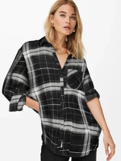 ONLKAROLINA L/S SHIRT NOOS WVN black-black-cloud dancer