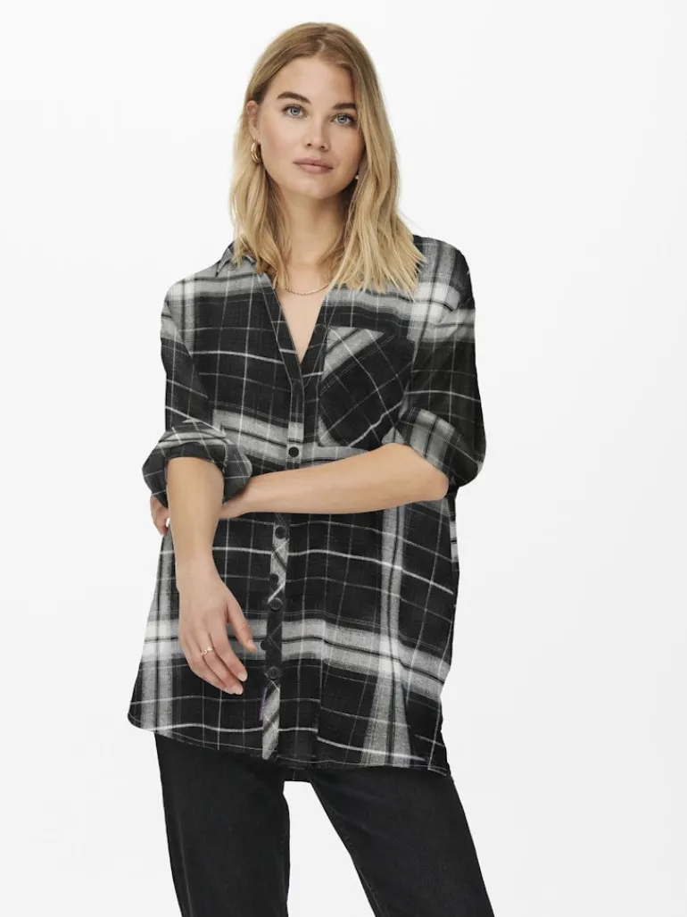 ONLKAROLINA L/S SHIRT NOOS WVN black-black-cloud dancer