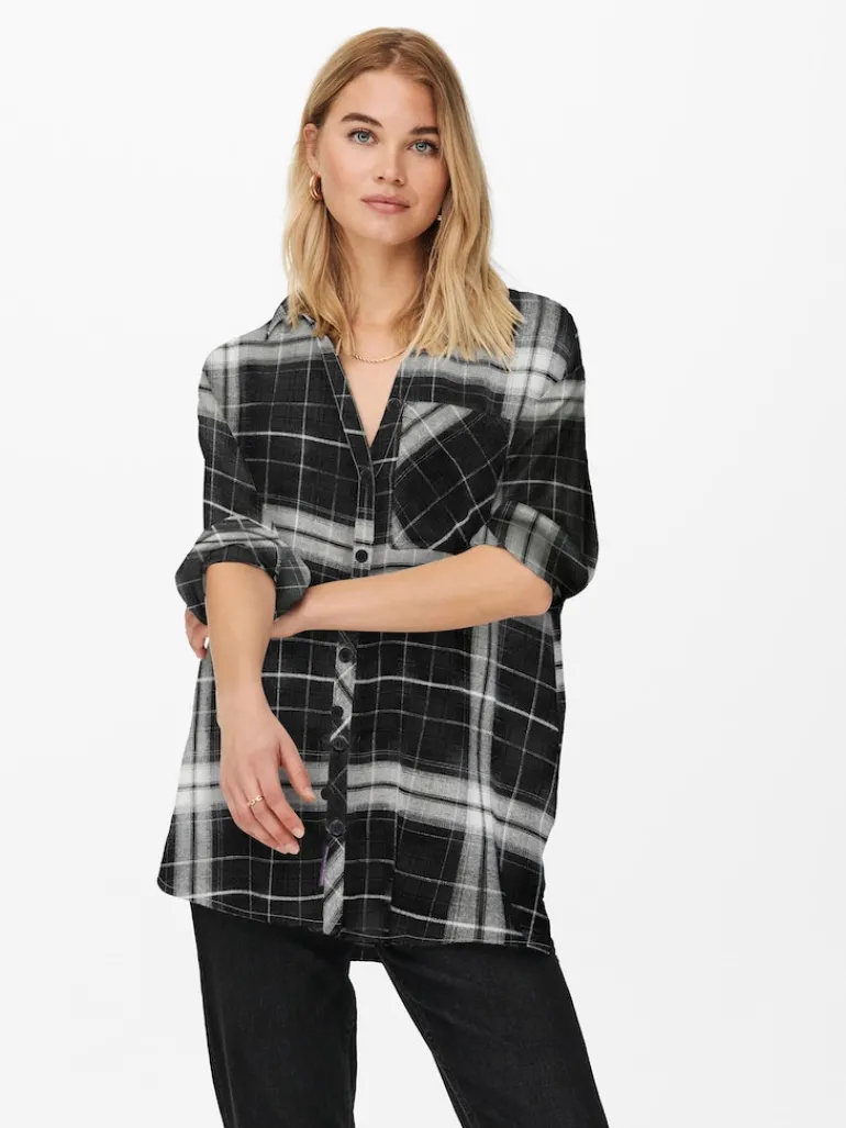 ONLKAROLINA L/S SHIRT NOOS WVN black-black-cloud dancer