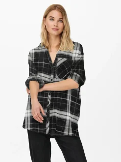 ONLKAROLINA L/S SHIRT NOOS WVN black-black-cloud dancer