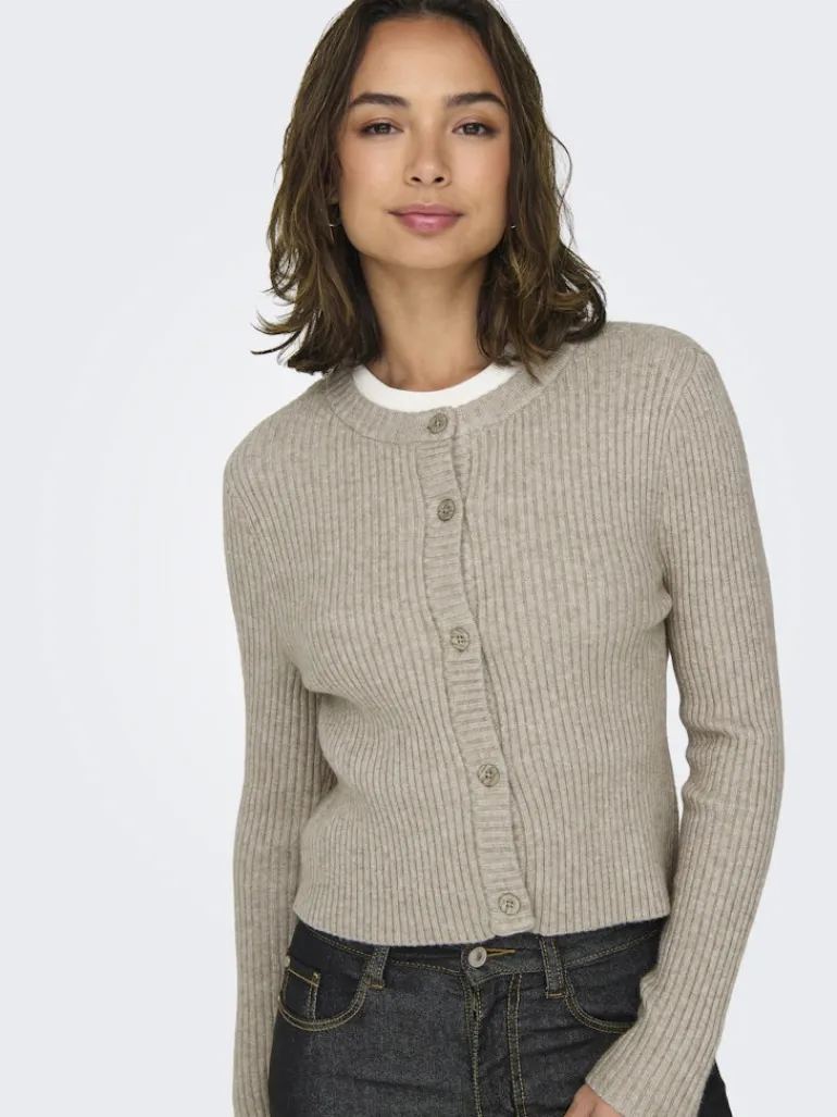 -ONLKATIA LIFE LS BUTTON CARDI KNT NOOS mocha meringue