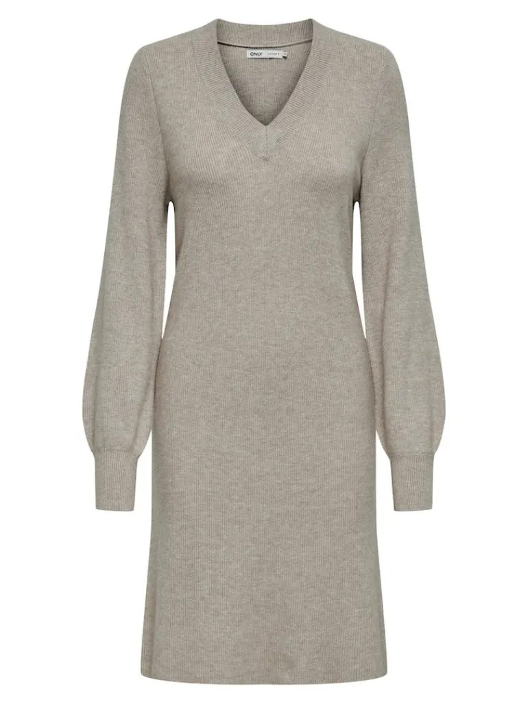 ONLKATIA LIFE LS V-NECK DRESS KNT mocha meringue