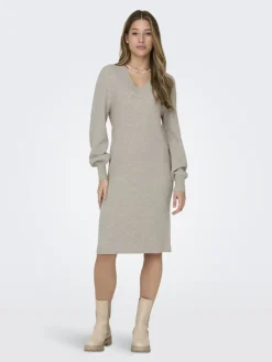 ONLKATIA LIFE LS V-NECK DRESS KNT mocha meringue