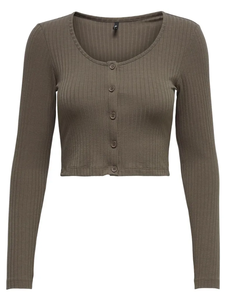ONLKAYA L/S CROPPED TOP JRS walnut