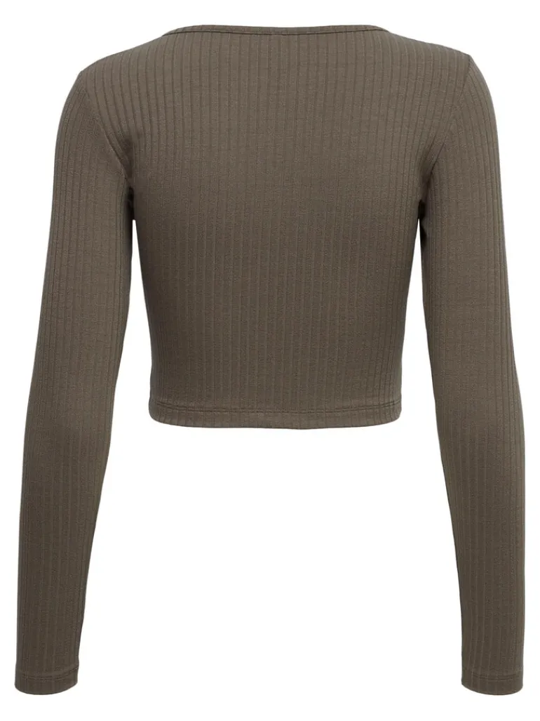 ONLKAYA L/S CROPPED TOP JRS walnut