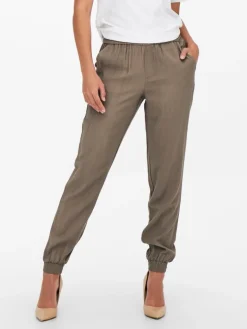 ONLKELDA-EMERY MW PULL-UP PANTS PNT NOOS walnut
