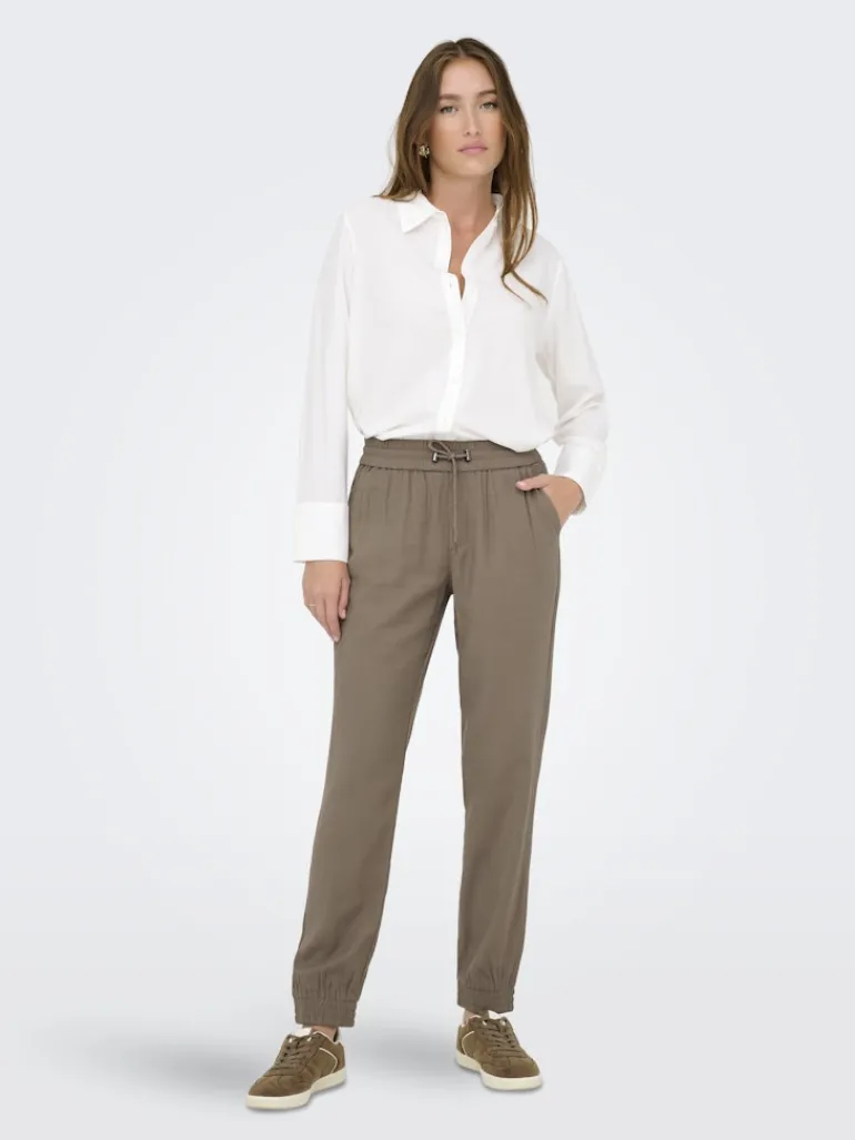 ONLKELDA-EMERY MW PULL-UP PANTS PNT NOOS walnut