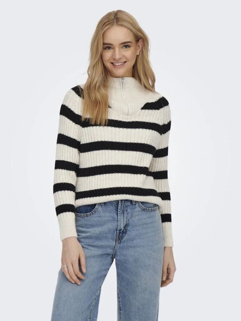 ONLLEISE FREYA LS ZIP HIGH NECK KNT NOOS birch1