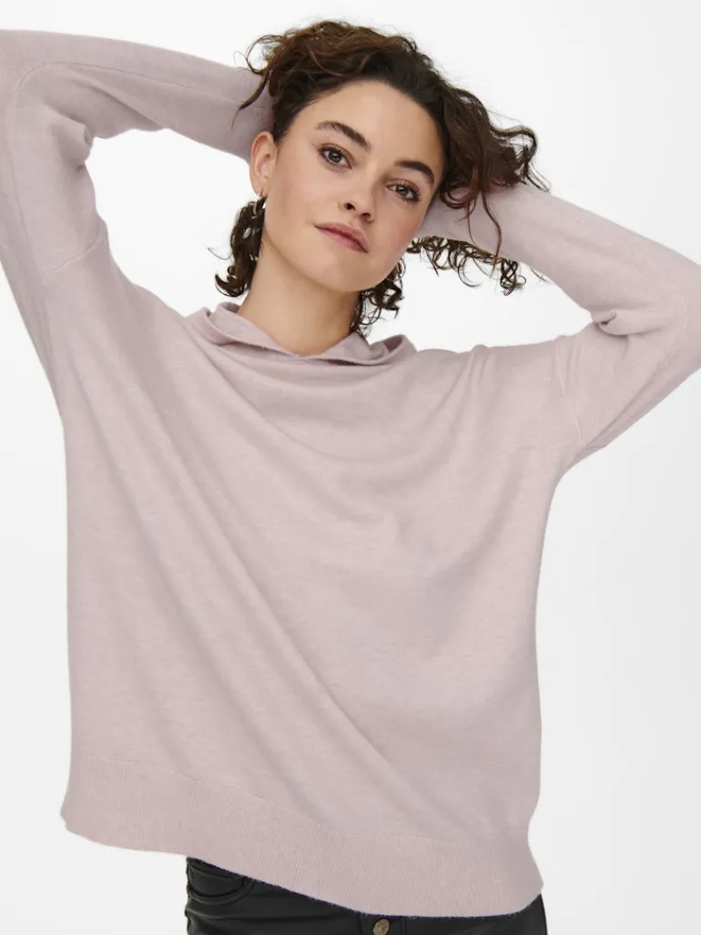 ONLLELY L/S LOOSE HOOD PULLOVER KNT sepia rose