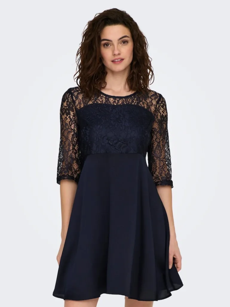 ONLLIVA 3/4 LACE MIX DRESS CS WVN night sky