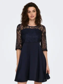 ONLLIVA 3/4 LACE MIX DRESS CS WVN night sky